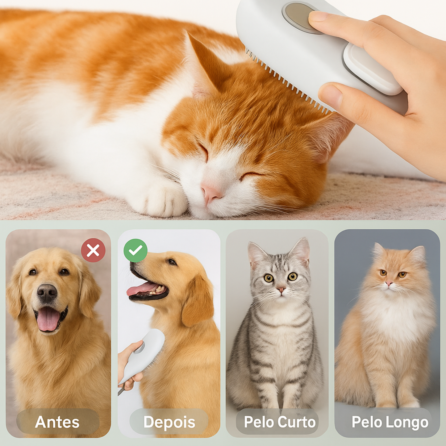 Rovento™ Escova a Vapor 4-em-1 para Pets